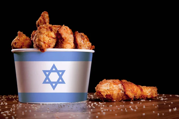BBQ Chicken wings in bucket flag of Israel