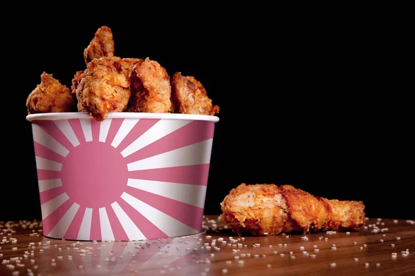 BBQ Chicken wings in bucket flag of Japan