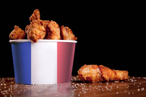 BBQ Chicken wings in bucket flag of France