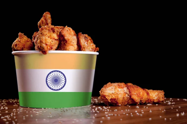 BBQ Chicken wings in bucket flag of India