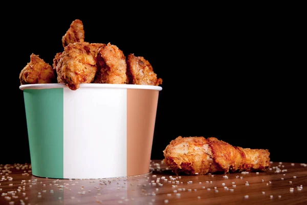 BBQ Chicken wings in bucket flag of Ireland