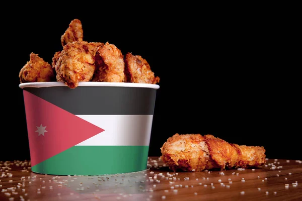 BBQ Chicken wings in bucket flag of Jordan