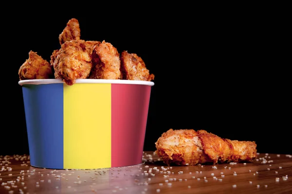 BBQ Chicken wings in bucket flag of Romania