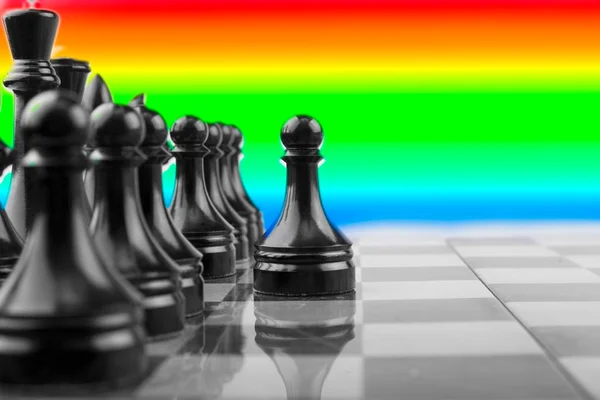 The Chessboard black pawns atack, logic game. — Stock Photo, Image