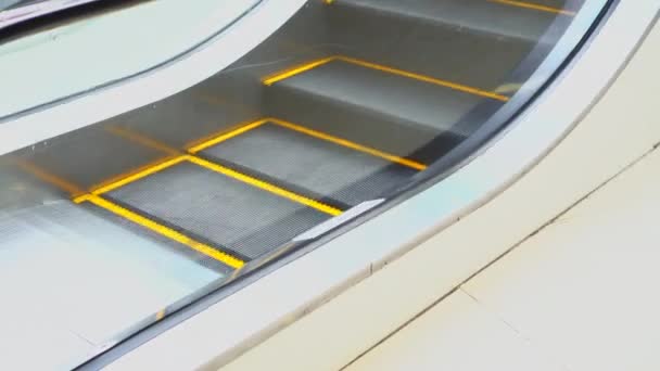 Escalator Convenience People Mall Moves Steps Orange Outline Safety — Stock Video