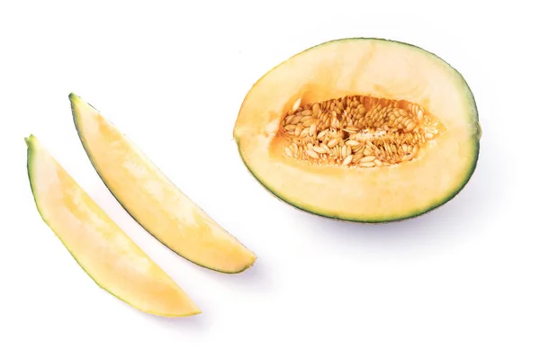 Geschnittene natürliche Melone, ein gesundes Produkt voller Vitamine. — Stockfoto