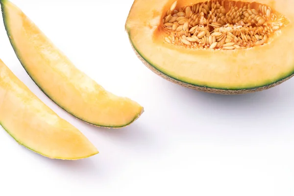 Cut Natural melon, en hälsosam produkt full av vitaminer. — Stockfoto