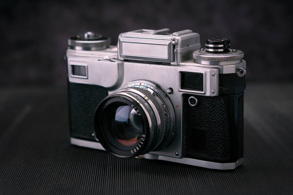 Old vintage film photo camera, lifestyle memory.