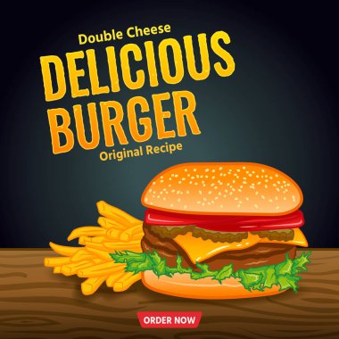 Lezzetli burger bayrak vektörü