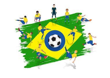  Vektör futbol oyuncu takım Brezilya bayrağı arka plan ile