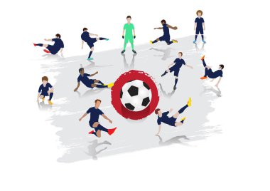 Vektör futbol oyuncu takımı Japonya bayrağı arka plan ile