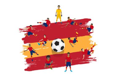  Vektör futbol oyuncu takım İspanya bayrağı arka plan ile