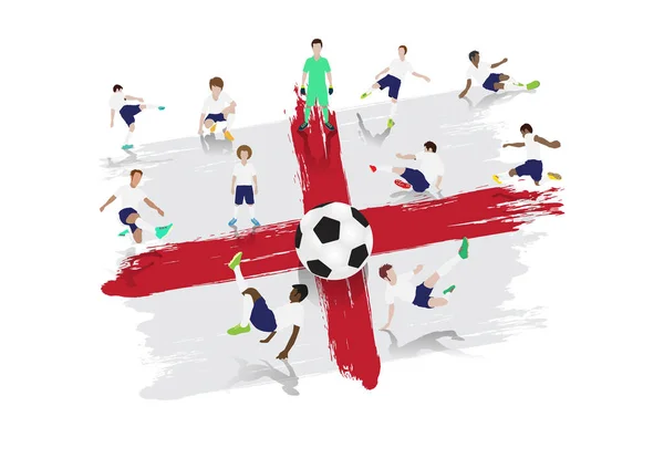 Equipo Fútbol Vectorial Con Fondo Bandera Inglaterra — Vector de stock
