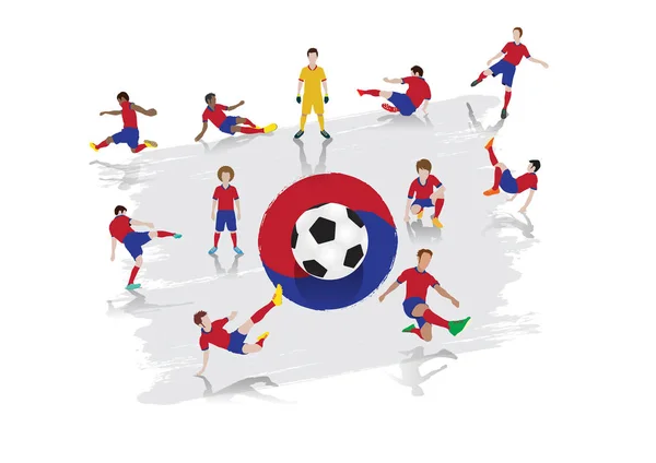Vector Soccer Player Team South Korea Flag Background — Stock Vector