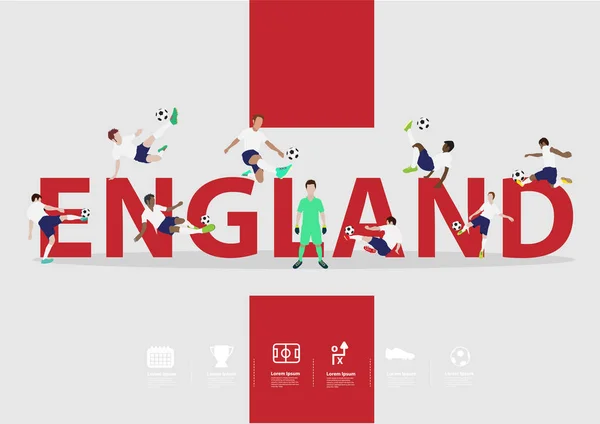 Soccer Players Action England Text Vector Illustration Layout Template Design — Stock Vector