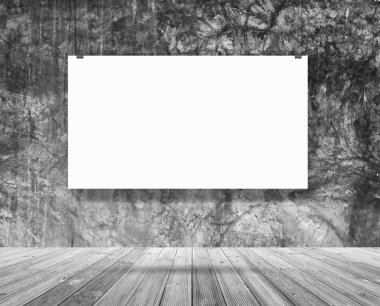 Duvar Oda, Loft çalışma alanı kavramı üzerinde asılı mockup poster afiş