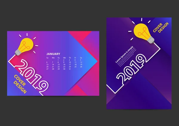 Ideas Bombillas Creativas Plantilla Diseño Año Nuevo 2019 Para Folleto — Archivo Imágenes Vectoriales