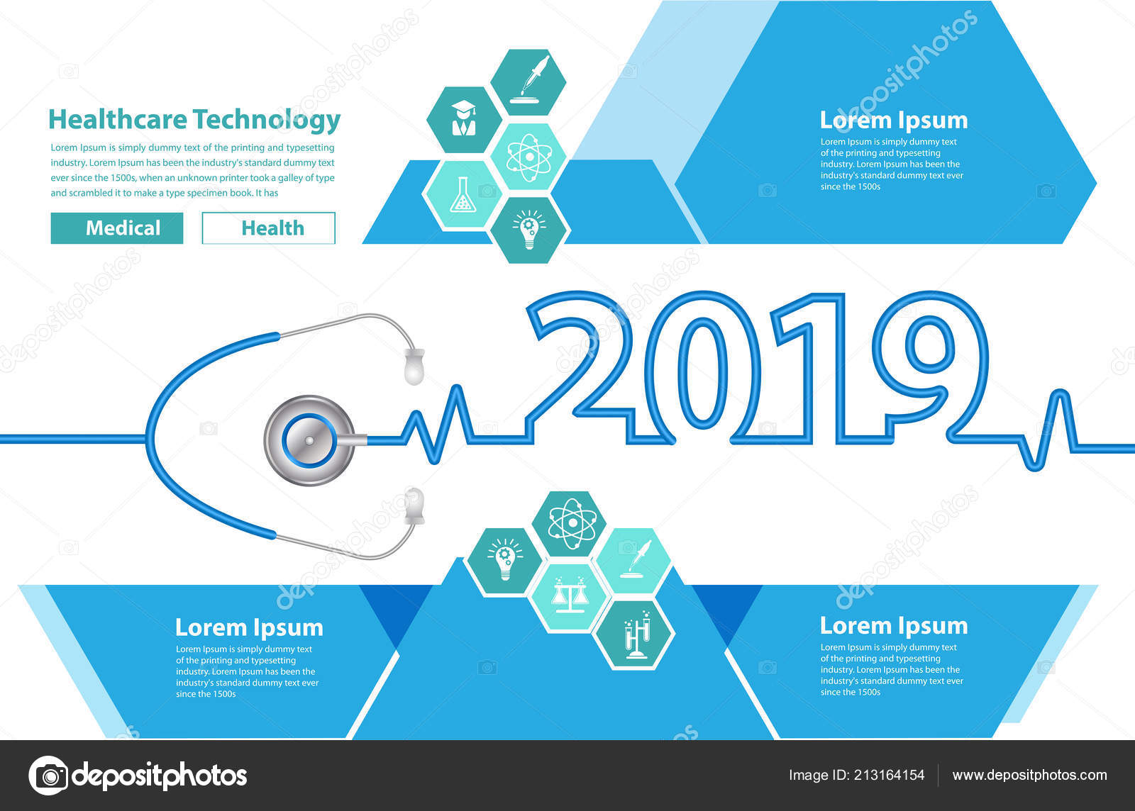 Medical Brochure Design Template Stethoscope Heart Creative Ideas Concept Happy Stock Vector Image By C Koydesign