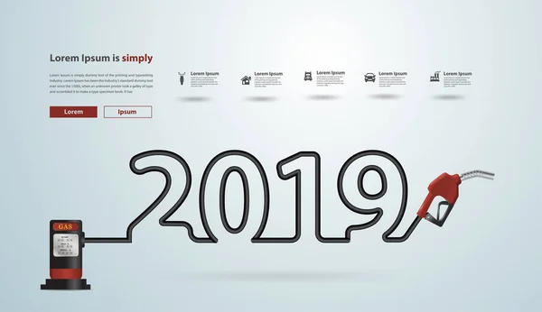 2019 Nuevo Año Con Diseño Creativo Boquilla Bomba Gasolina Icono — Archivo Imágenes Vectoriales