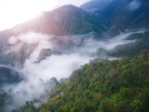 Fog High Mountains Vietnam Cable Car Fansipan Best View Vietnam — стоковое фото