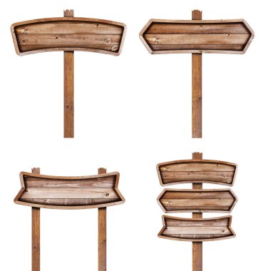 Beyaz arka plan üzerinde kırpma nesneleriyle izole ahşap işareti 