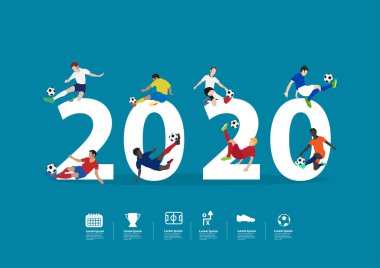 2020 yeni yıl futbol oyuncuları düz büyük harfler üzerinde eylem