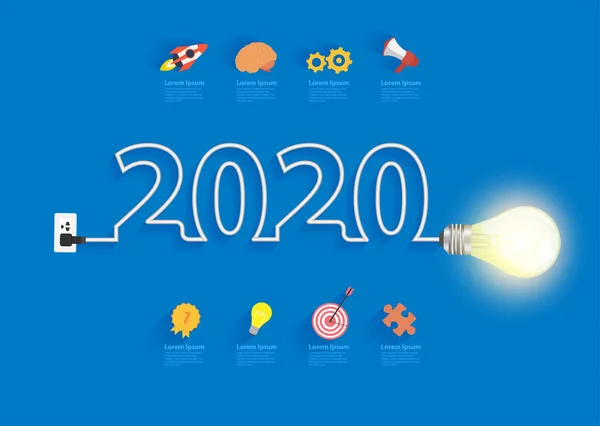 Creative glöd lampa idé 2020 nytt år design — Stock vektor