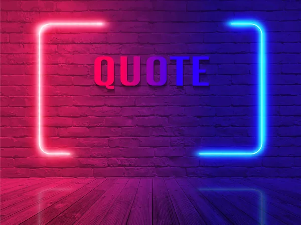 Vector neon sign quote bubble on brick wall room background — Stock Vector