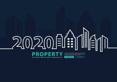 2020 yeni yıl şehir silueti çizgi sanat yaratıcı tasarım