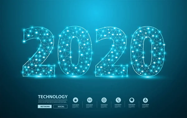 2020 design de text de an nou cu litere alfabet elegante din plasă — Vector de stoc