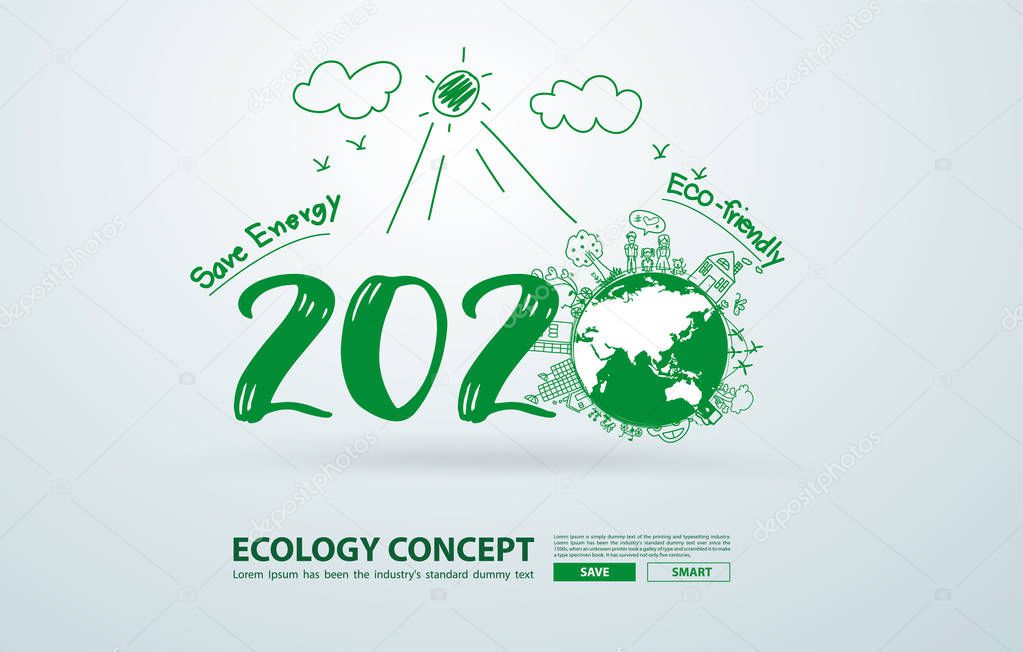 2020 new year in creative drawing environmental and eco-friendly