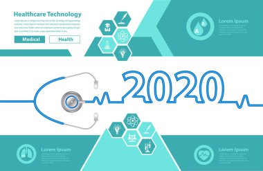 Stetoskop kalp yaratıcı fikirler kavramı yeni yıl 2020