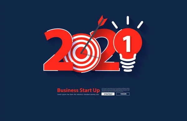 2021 Nowy Rok Start Biznes Rakieta Uruchomienie Kreatywnych Pomysłów Żarówki — Wektor stockowy