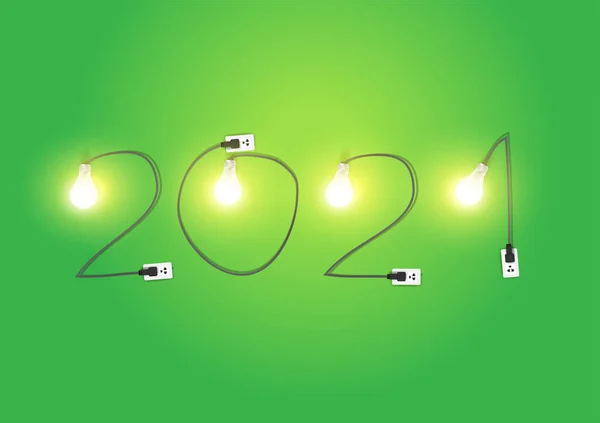 2021 Año Nuevo Con Idea Creativa Bombilla Diseño Vectorial — Archivo Imágenes Vectoriales