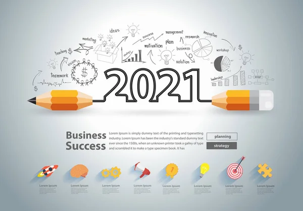 Kreative Bleistift Design Auf Zeichnung Diagramme Geschäftserfolg Strategie Plan Ideen — Stockvektor