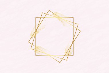 Altın rengi grunge fırça darbesi ve dikdörtgen çerçeve altın renk, güzellik ve moda arka plan kavramı ile soyut pembe lüks arka plan