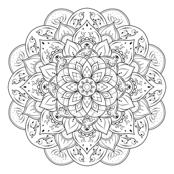 Fiore Circolare Mandala Con Stile Floreale Vintage Mandala Vettoriale Modello — Vettoriale Stock