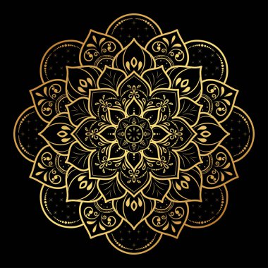 Klasik çiçek desenli dairesel çiçek mandala, Vector mandala Oriental desenli, elle çizilmiş dekoratif element. Çiçekli eşsiz bir tasarım. Sayfa logosu için rahatlama ve meditasyon kullanımını kavra