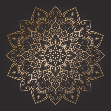 Altın rengi lüks mandala tasarımı, beyaz arka planlı Vektör mandala desenleri