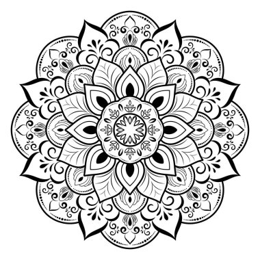 Çiçek desenli mandala çiçekleri, Vector mandala desenli el yapımı dekoratif elementler. Çiçekli eşsiz bir tasarım. Sayfa logosu için rahatlama ve meditasyon kullanımını kavra