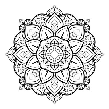 Çiçek desenli mandala çiçekleri, Vector mandala desenli el yapımı dekoratif elementler. Çiçekli eşsiz bir tasarım. Sayfa logosu için rahatlama ve meditasyon kullanımını kavra