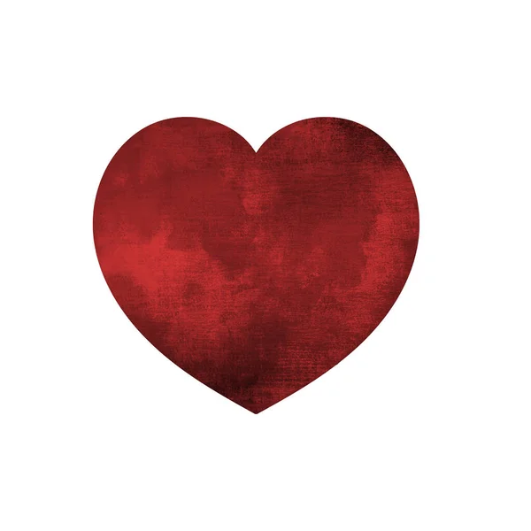 Červené Srdce Grunge Styl Textury Srdce Ikona Vintage Design Izolované — Stock fotografie