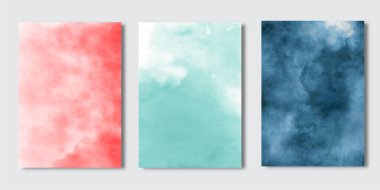 Minimal kapak tasarımları, suluboya arka planlı modern şablon, kapak şablonu dizisi, Vektör illüstrasyonu