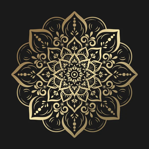 Circular Gold Mandala Vintage Floral Style Vector Mandala Oriental Pattern — Stock Vector