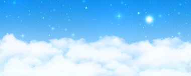 Gece Gökyüzü ve bulutlar yıldız, dijital çizim