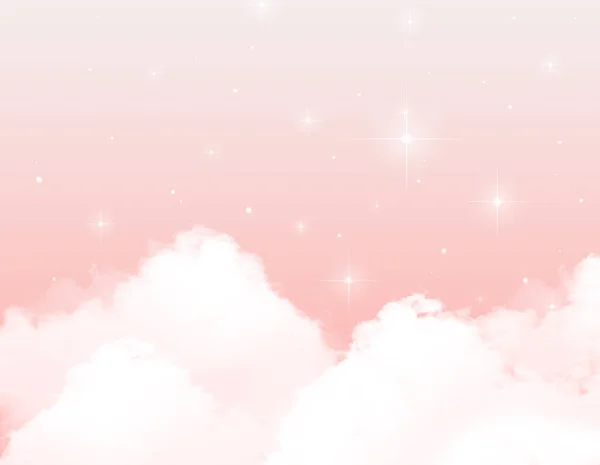 Ciel Nocturne Nuages Avec Étoile Couleur Pastel Rose Illustration Numérique — Photo