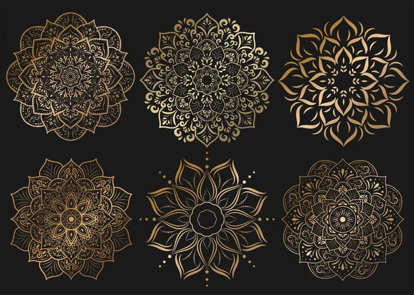 Çiçek desenli mandala seti, vektör mandala gevşeme desenleri doğa stili, el çizimi deseni, sayfa dekorasyonu için mandala şablonu, kitap, logo
