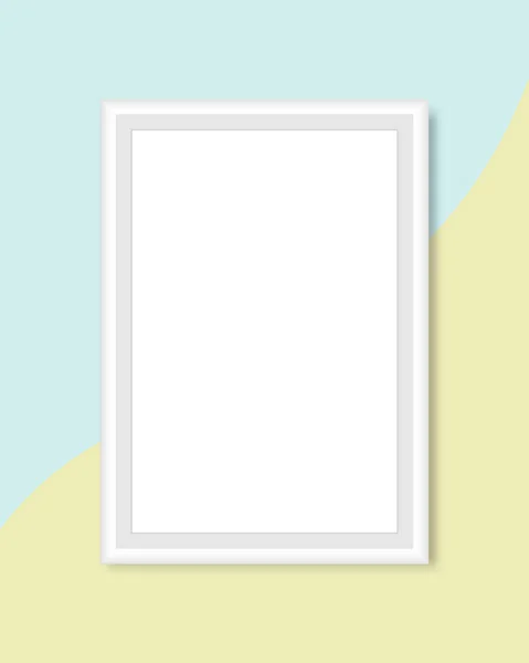 Vector White Gallery Frame Mock Green Yellow Frame Screen Template — Stock Vector