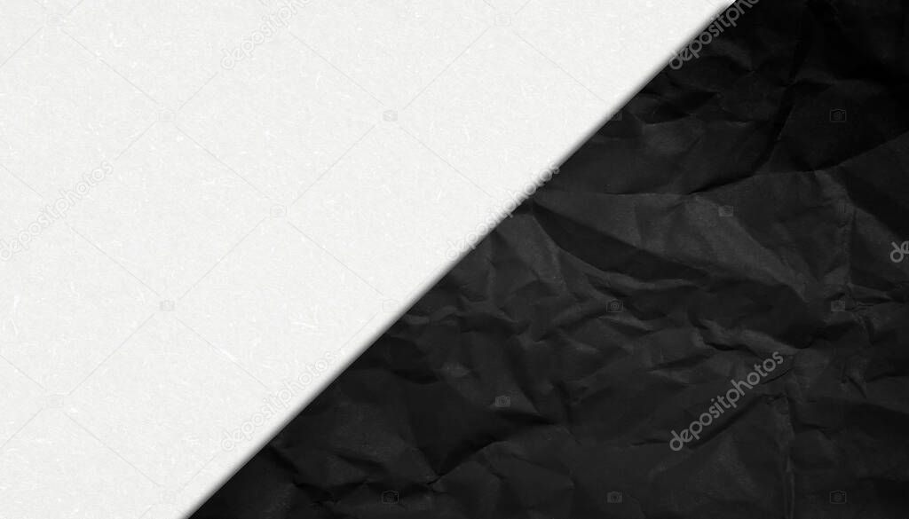 Black clumped and white Paper texture background, kraft paper horizontal with Unique design of paper, Natural paper style For aesthetic creative design