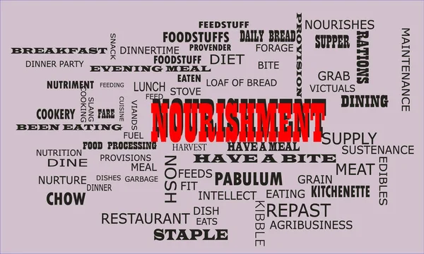 Nourishment Word Presented Text Cloud Background Which Related Human Body — Stock Vector